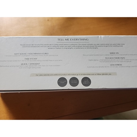NEW! Kristin Ess Soft Wave Pivoting Wand Curling Iron - 1 1/4" New In Box - Picture 7 of 7